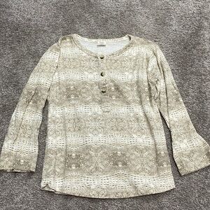 Kate Quinn Neutral Croc Henley Long Sleeve Tee